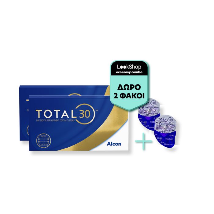 Total 30 ( 3 φακοί + 1φακός Δώρο) x 2 κουτιά Μηνιαίοι Μυωπίας